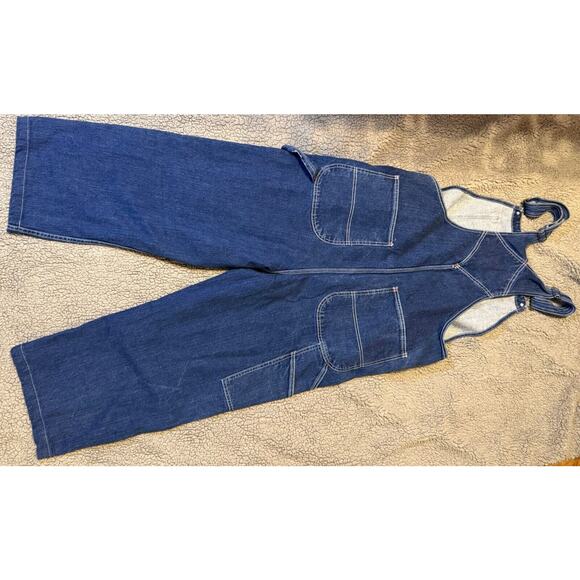 HISEA Men Heavy Duty Denim Bib Overall Relaxed Fit Workwear Dungarees - Picture 3 of 4